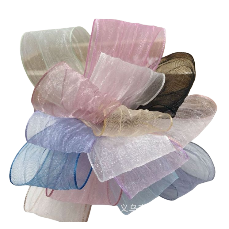 Colorful gauze ribbon bow decoration, handmade DIY hair accessory packaging gift ribbon Item Picture