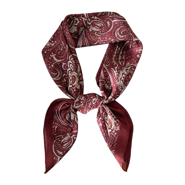 Red printed chiffon silk scarf 100cmx100cm, a thin and versatile spring and summer scarf Item Picture