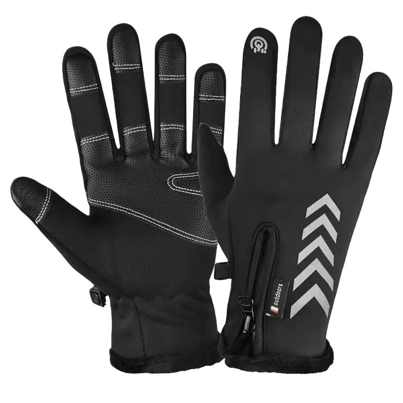 Black thickened warm gloves for both men and women, anti-slip and wear-resistant winter style Item Picture