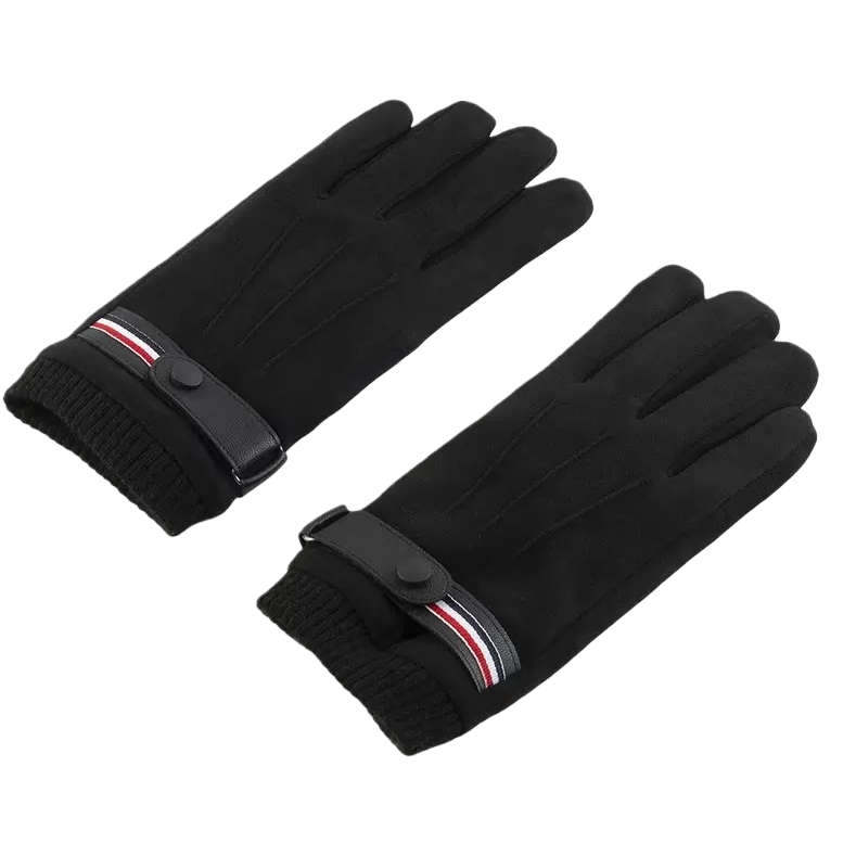 Black thickened warm gloves for both men and women, anti-slip and wear-resistant, suitable for winter cycling and outdoor work Item Picture