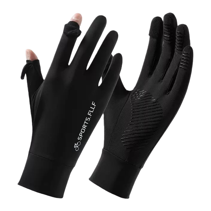 Black sports gloves made of high-elasticity Lycra fabric with breathable mesh on the back of the hand are suitable for both men and women for fitness and cycling Item Picture