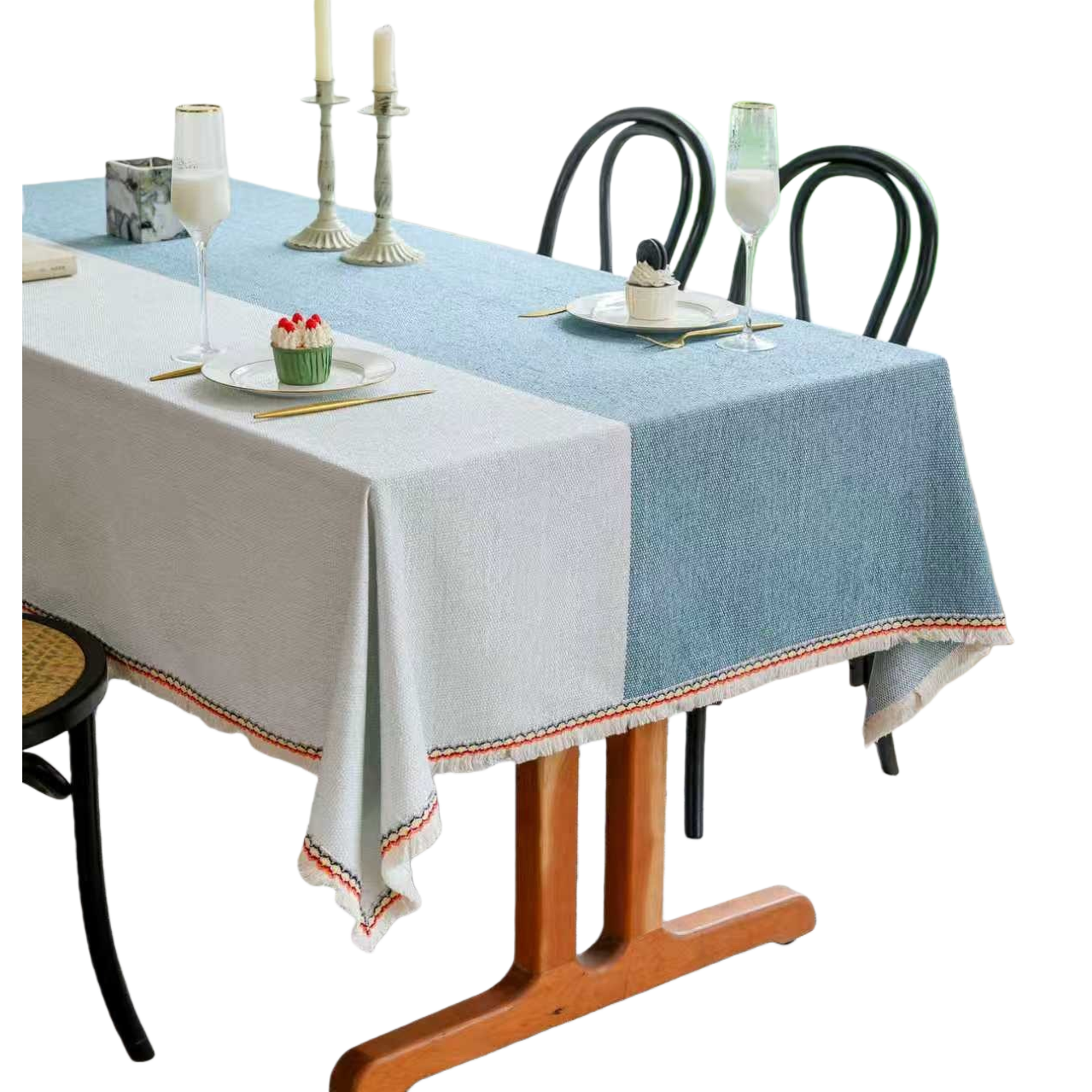 Cross-border Amazon meal simple tablecloths, color-blocked embroidered tablecloths, home coffee table MATS, tablecloths, table MATS in stock for wholesale Item Picture