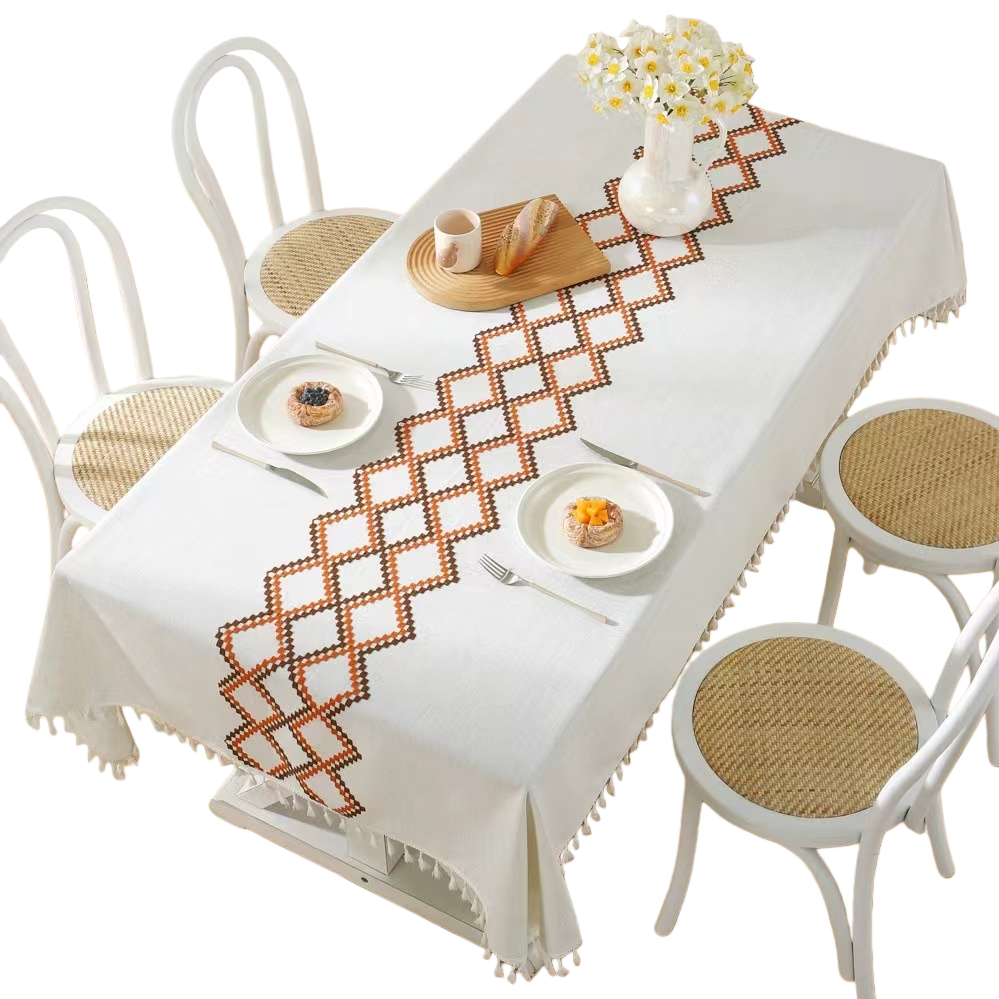 Ins-style fresh and light cotton and linen embroidered tablecloth, light waterproof and no-wash rectangular fabric dining table, coffee table, tablecloth and napkin Item Picture