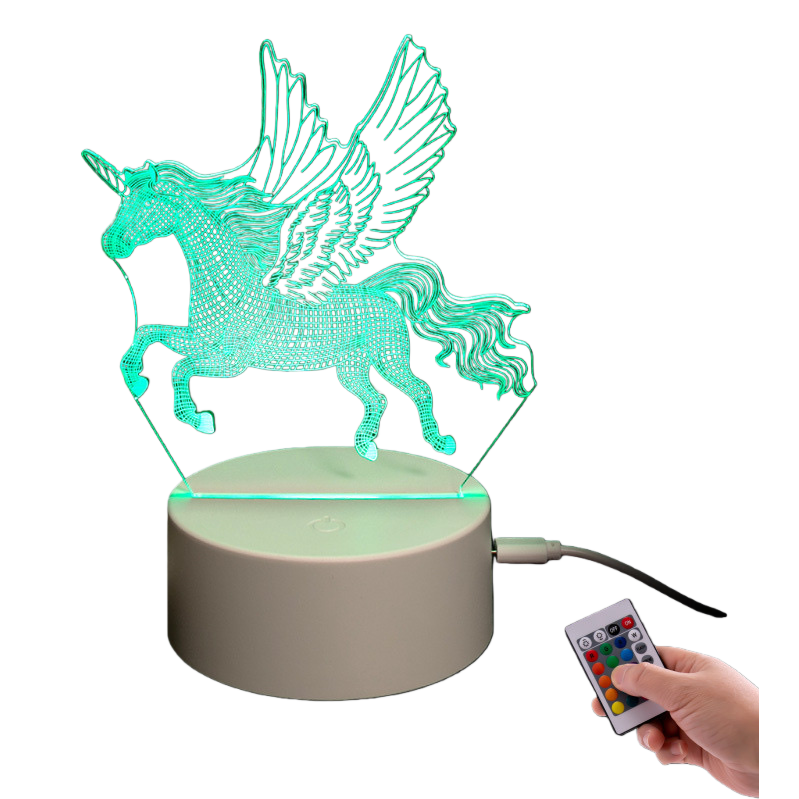 A cute and dreamy night light in the shape of a glowing unicorn for children's bedroom bedside atmosphere Item Picture
