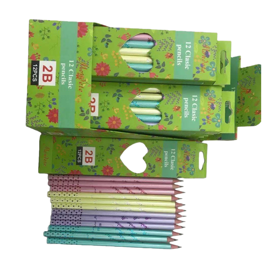 Derecho lápiz de color 12 colores con caja de lápiz simple juego de papelería estudiantil Item Picture