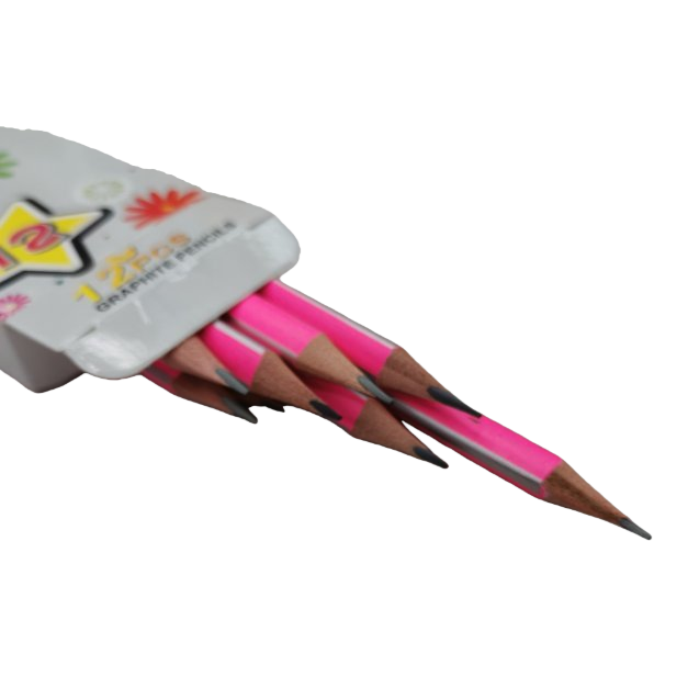 The pink pencil 2B is of moderate hardness and soft, with an integrated eraser. It is specially designed for students to draw during exams Item Picture