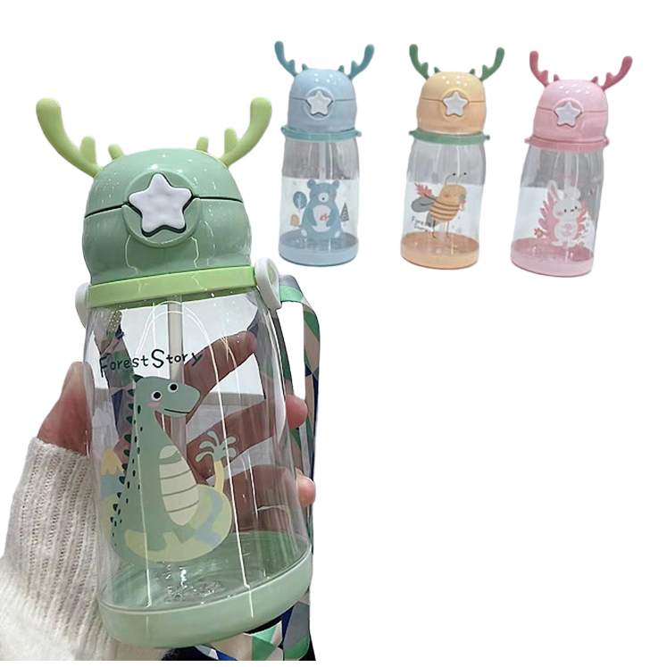Cartoon animal pattern water cup, children's cute insulated cup, large-capacity portable water bottle Item Picture