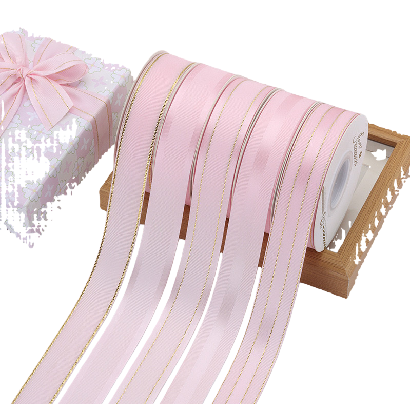 Handmade DIY gift box packaging with pink ribbon roll bow decoration Item Picture