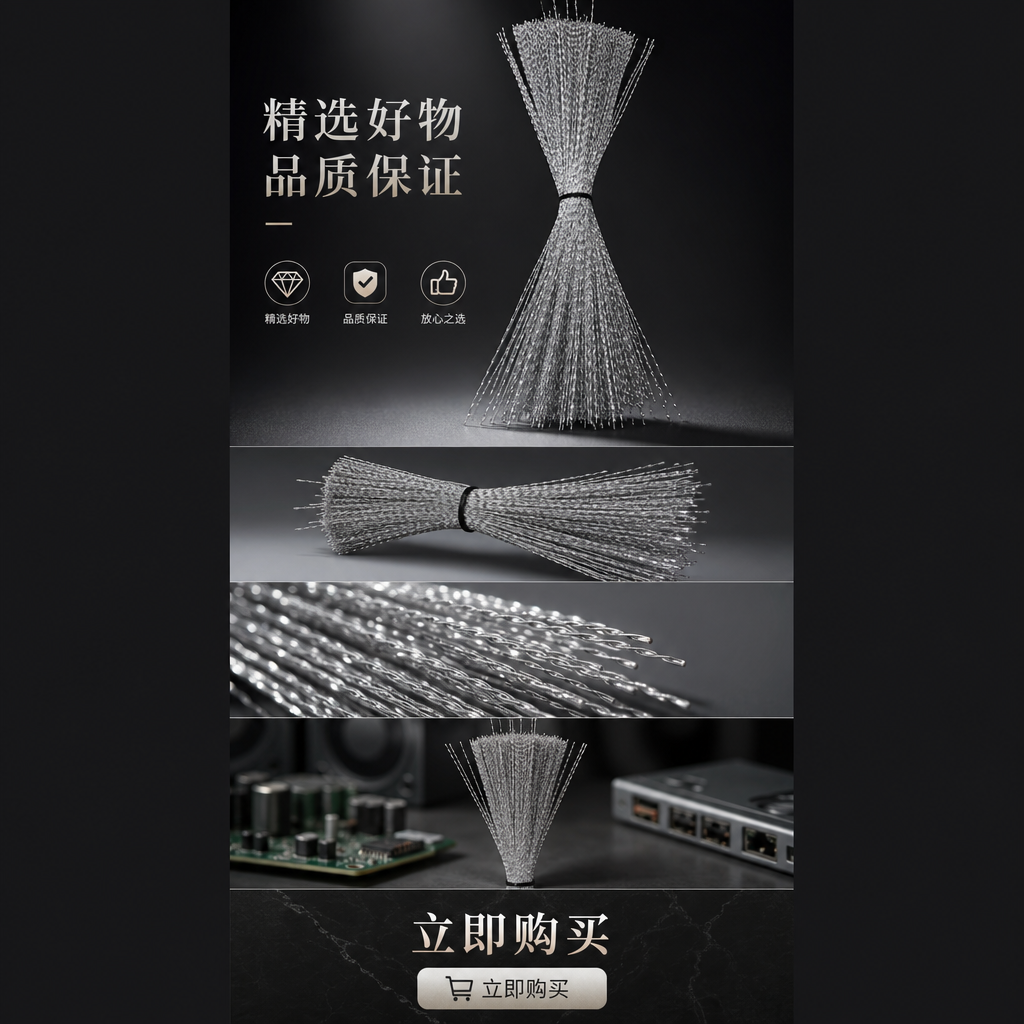 Metal wire bundle, stainless steel fine wire, hand-woven material, 1 meter long, can be cut for multiple uses pic 1