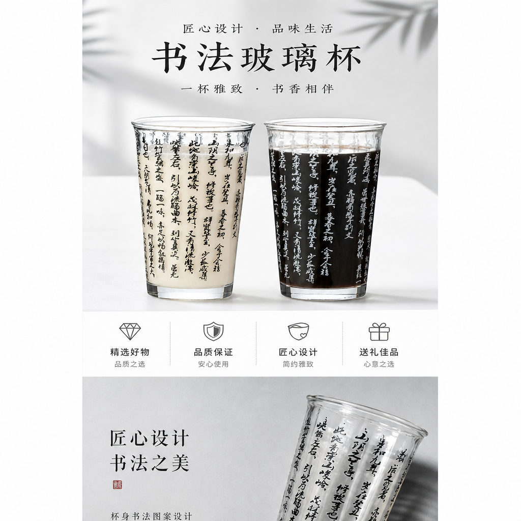 高硼硅耐热玻璃杯 350ml 无铅无毒 家用办公水杯详情1