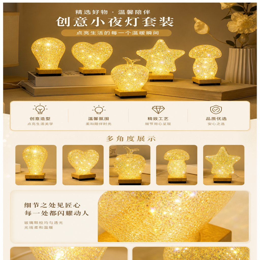 发光装饰灯 灯饰 LED创意夜灯 客厅卧室床头氛围灯详情1