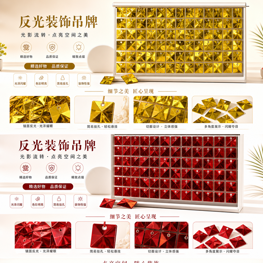 Shiny gold and pink metal sheet pendant decoration, fashionable and simple home and car accessories pic 1