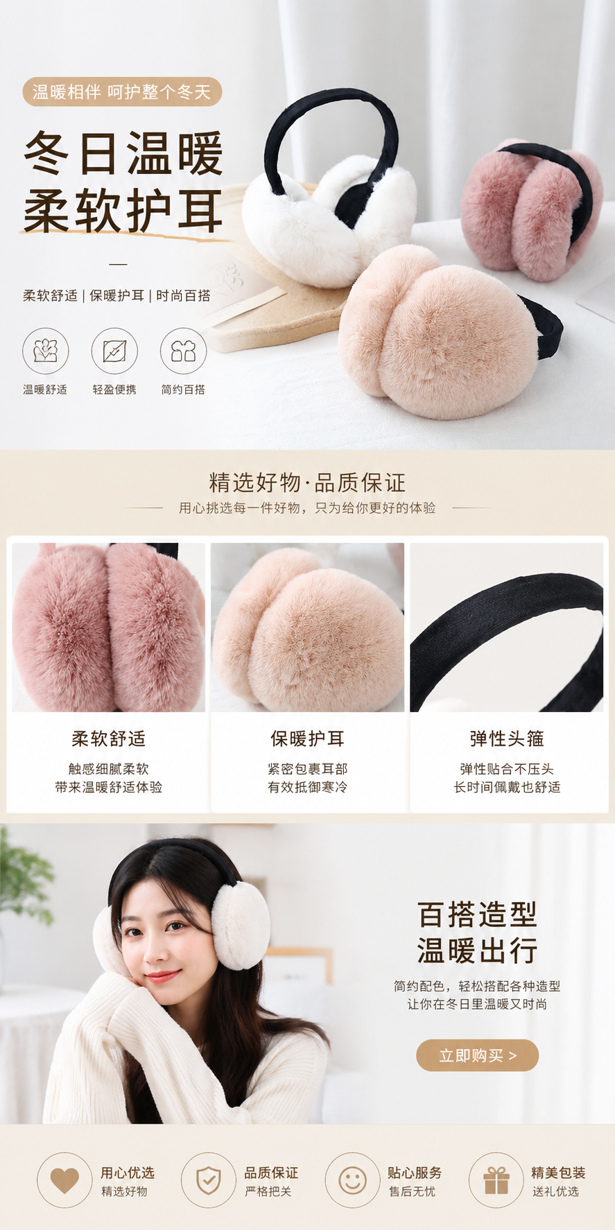 毛绒耳罩 加厚保暖耳罩 冬季防寒耳罩 可调节松紧详情1