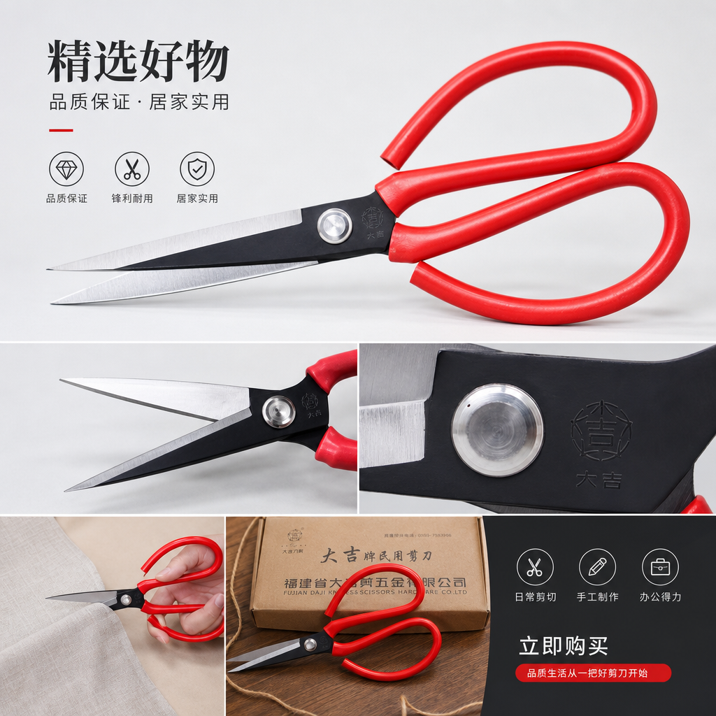 Household stainless steel scissors are sharp, durable and multi-functional for cutting cloth, paper-cutting, gardening and pruning pic 1