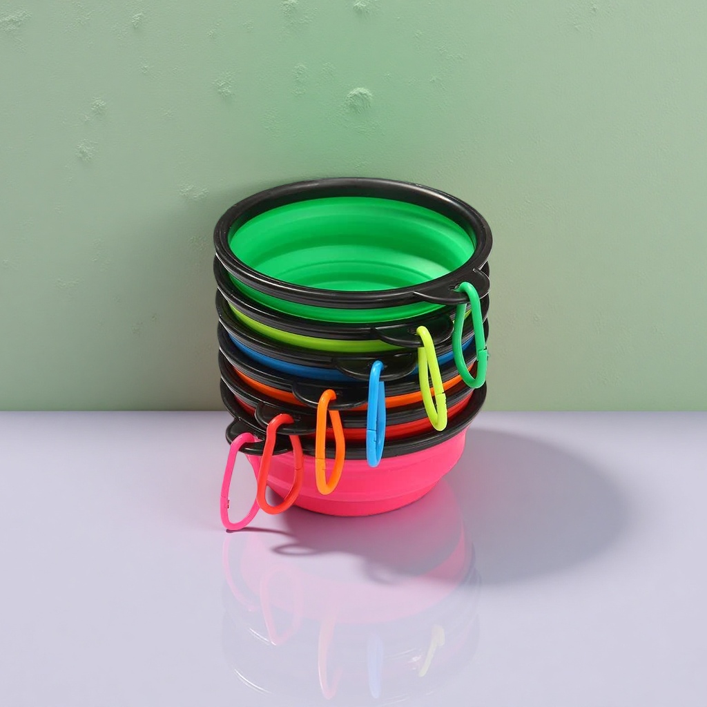 The colorful folding bowl is a portable silicone dinner bowl that can be folded and stored, making it convenient for travel and home use Specification image