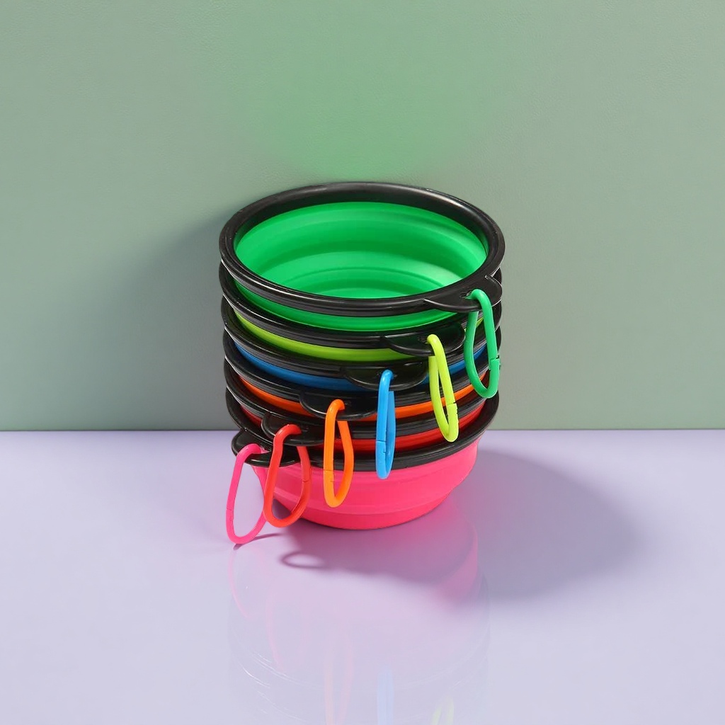The colorful folding bowl is a portable silicone dinner bowl that can be folded and stored, making it convenient for travel and home use Application Scenario