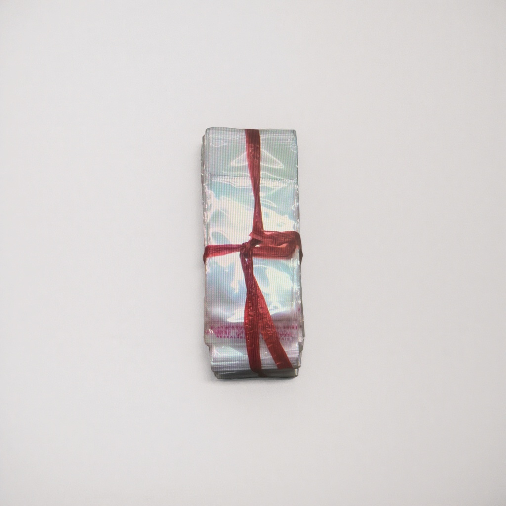 The main body of the transparent packaging bag is tied with a red ribbon Specification image