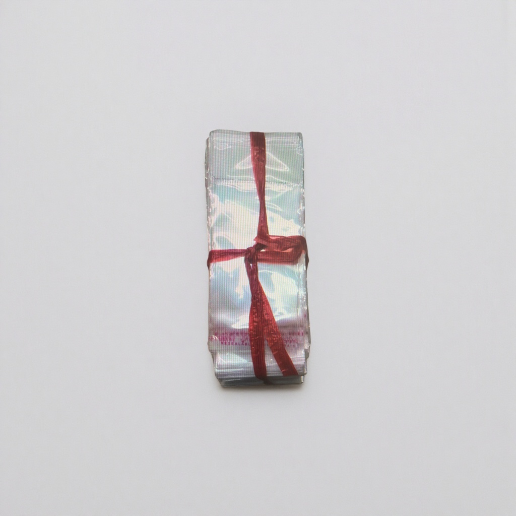 The main body of the transparent packaging bag is tied with a red ribbon details Picture