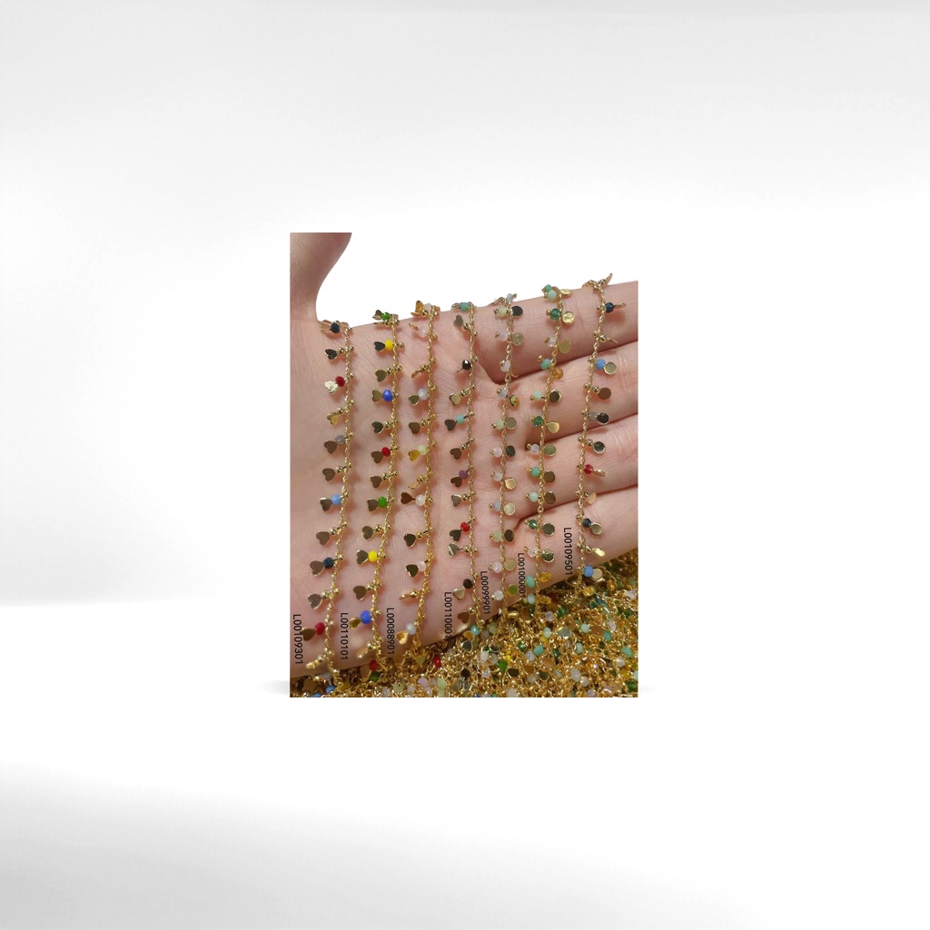 قلادة قلب ملونة، سوار ذهبي، ملونة Specification image