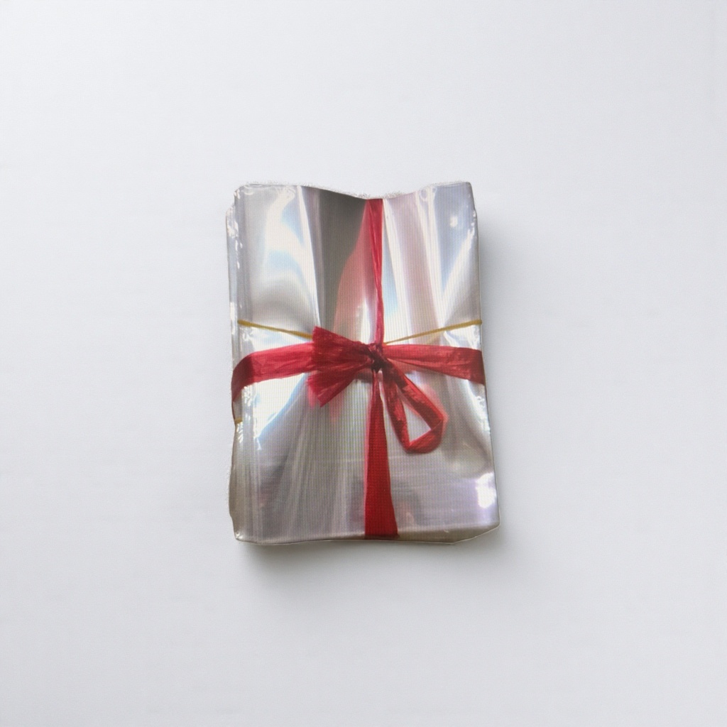 Transparent packaging bag with red ribbon bow gift bag, portable universal style