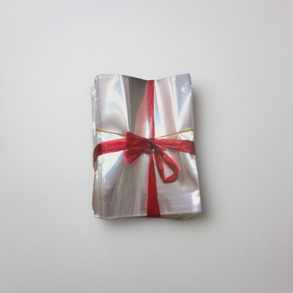 Transparent packaging bag with red ribbon bow gift bag, portable universal style Specification image