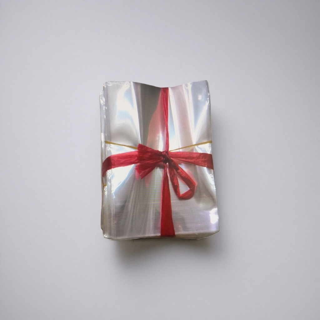 Transparent packaging bag with red ribbon bow gift bag, portable universal style details Picture