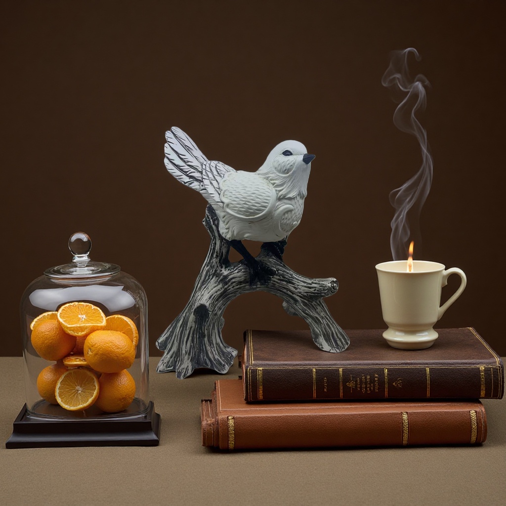 白色小鸟陶瓷鸟雕像摆件客厅书房装饰品