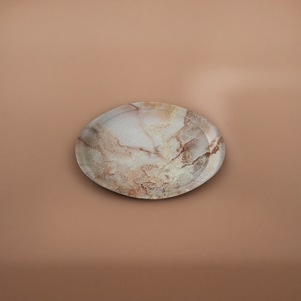 Marble-textured ceramic plates are high-end tableware for home dining and decorative plating Specification image