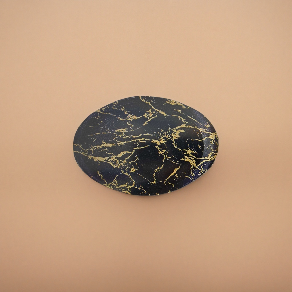 Black gold-patterned ceramic plate, home decorative dinner plate, high-end round serving plate Specification image