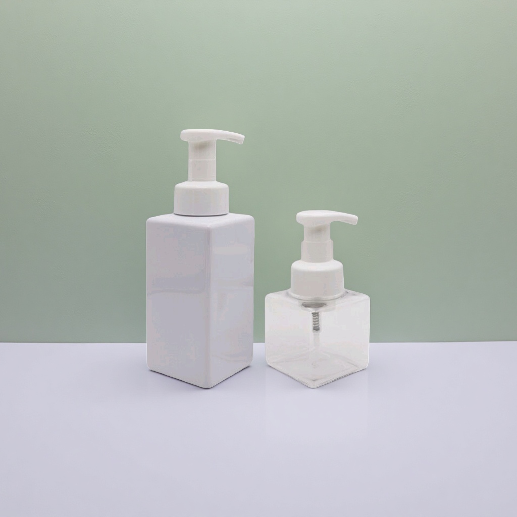 SHIYUN透明方形按压瓶SY-B448 500ML 250ML白色泵头塑料瓶