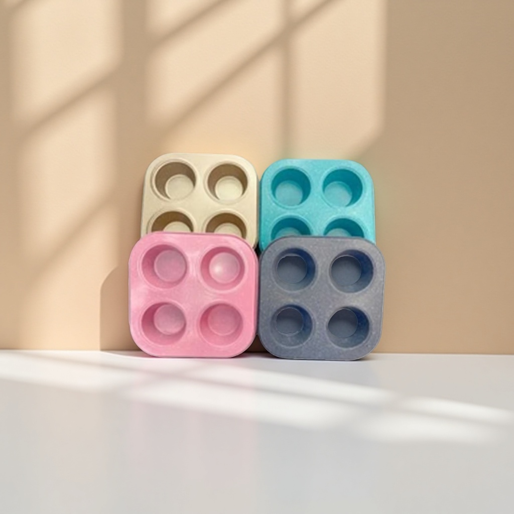 Colorful silicone four-hole mold for baking cakes, cookies, DIY home use, high-temperature resistant details Picture