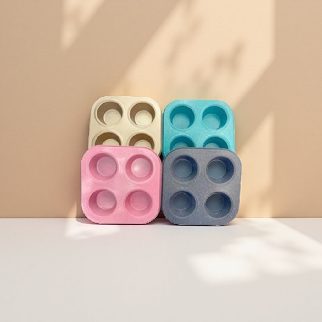 Colorful silicone four-hole mold for baking cakes, cookies, DIY home use, high-temperature resistant Application Scenario