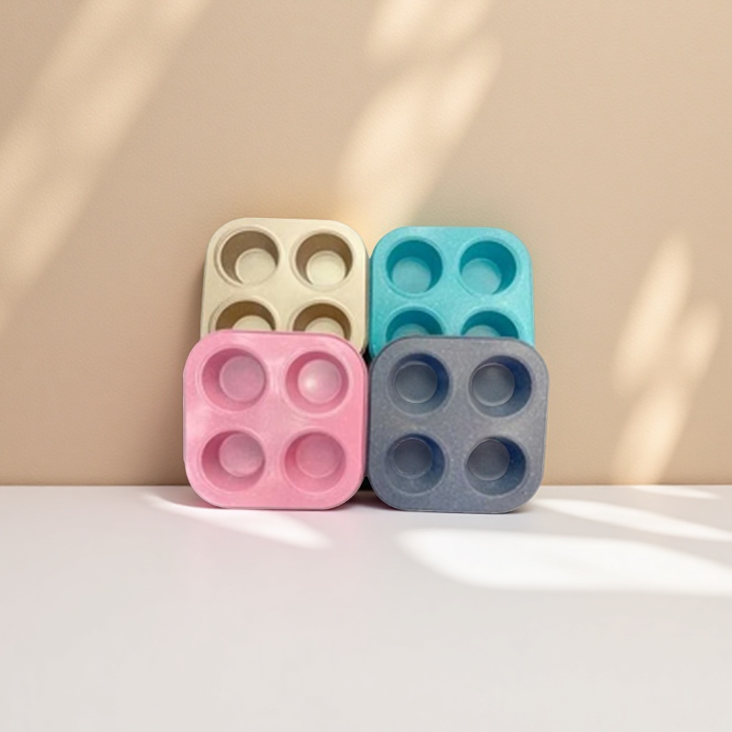 Colorful silicone four-hole mold for baking cakes, cookies, DIY home use, high-temperature resistant Specification image