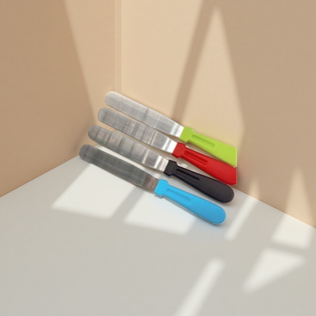 The stainless steel knife set for kitchen use with color handles features an ergonomic anti-slip design Specification image