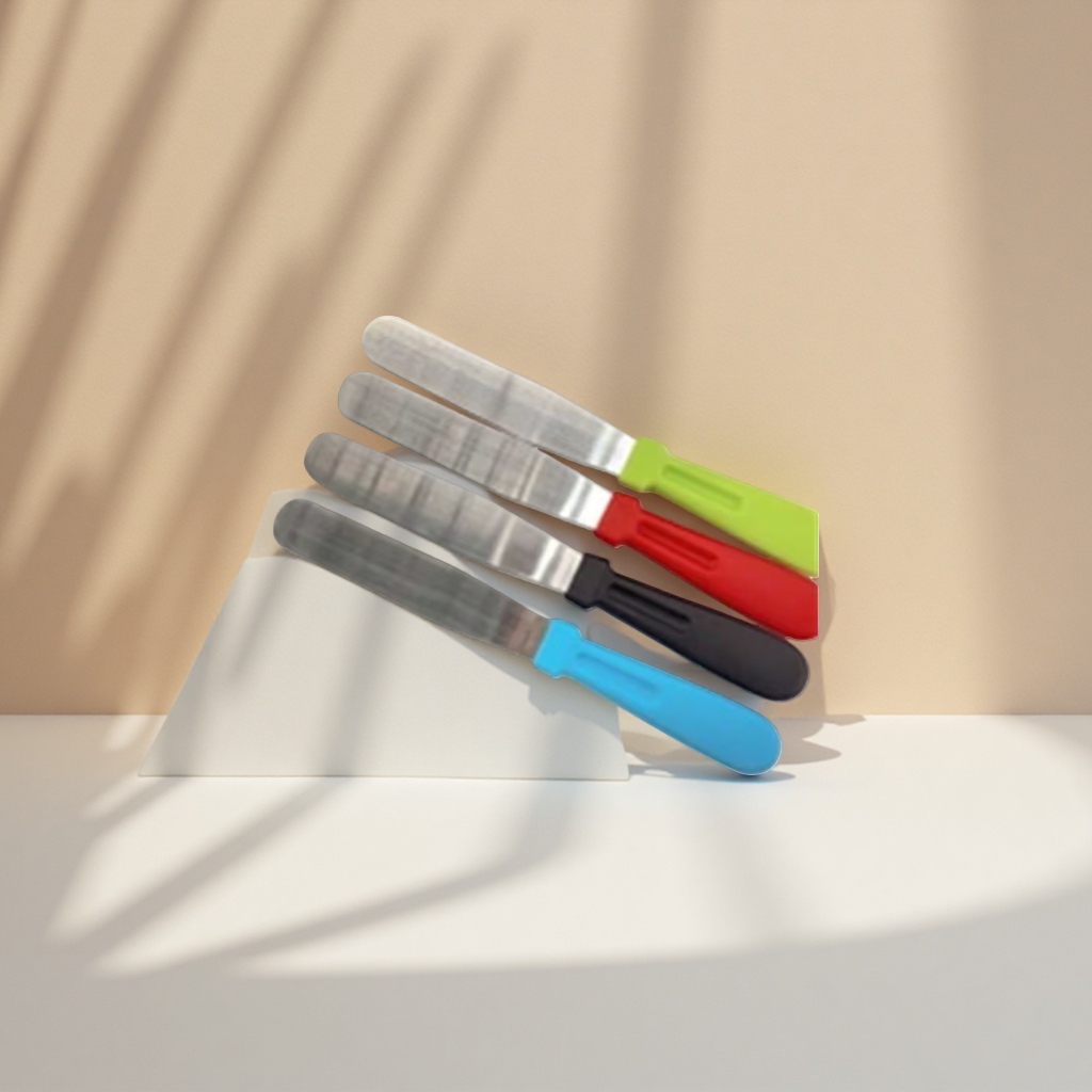 The stainless steel knife set for kitchen use with color handles features an ergonomic anti-slip design Application Scenario