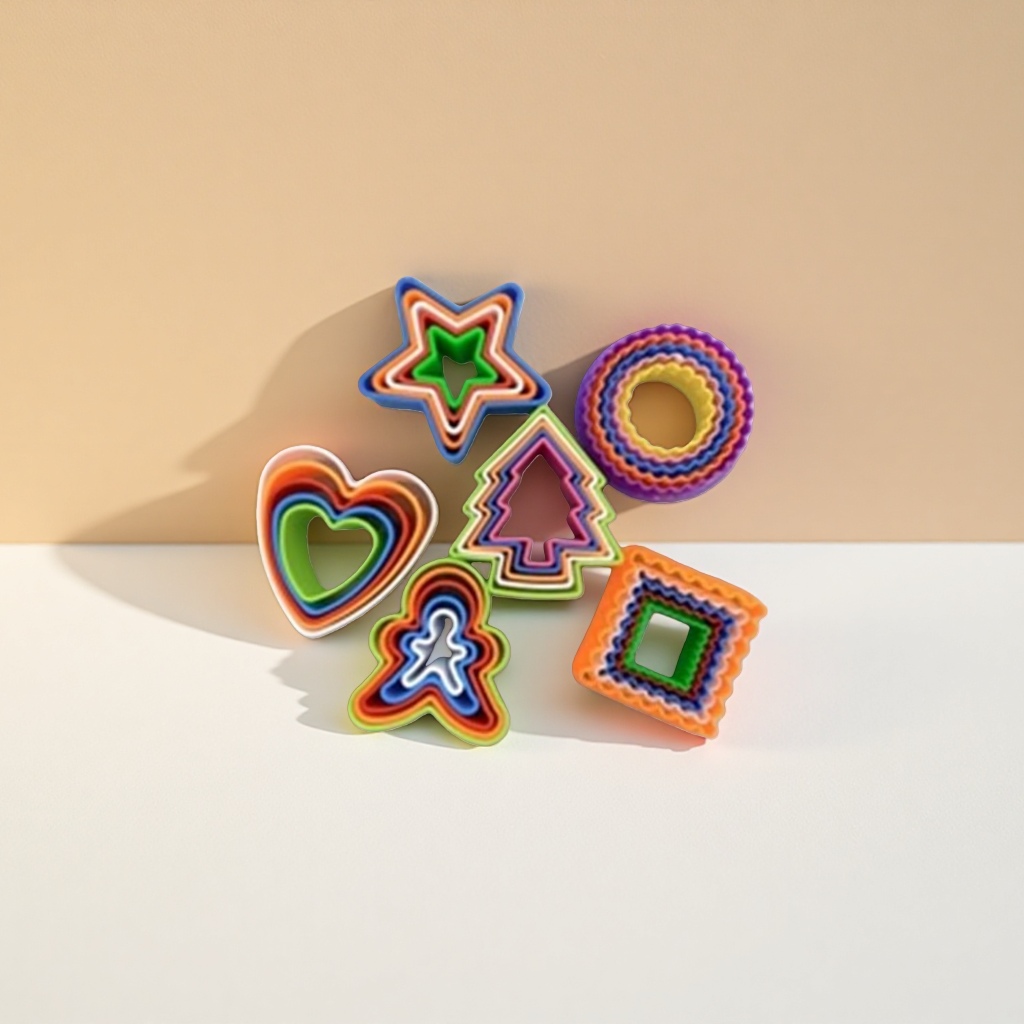 Colorful plastic cookie mold sets with multiple shapes for DIY baking home use Application Scenario