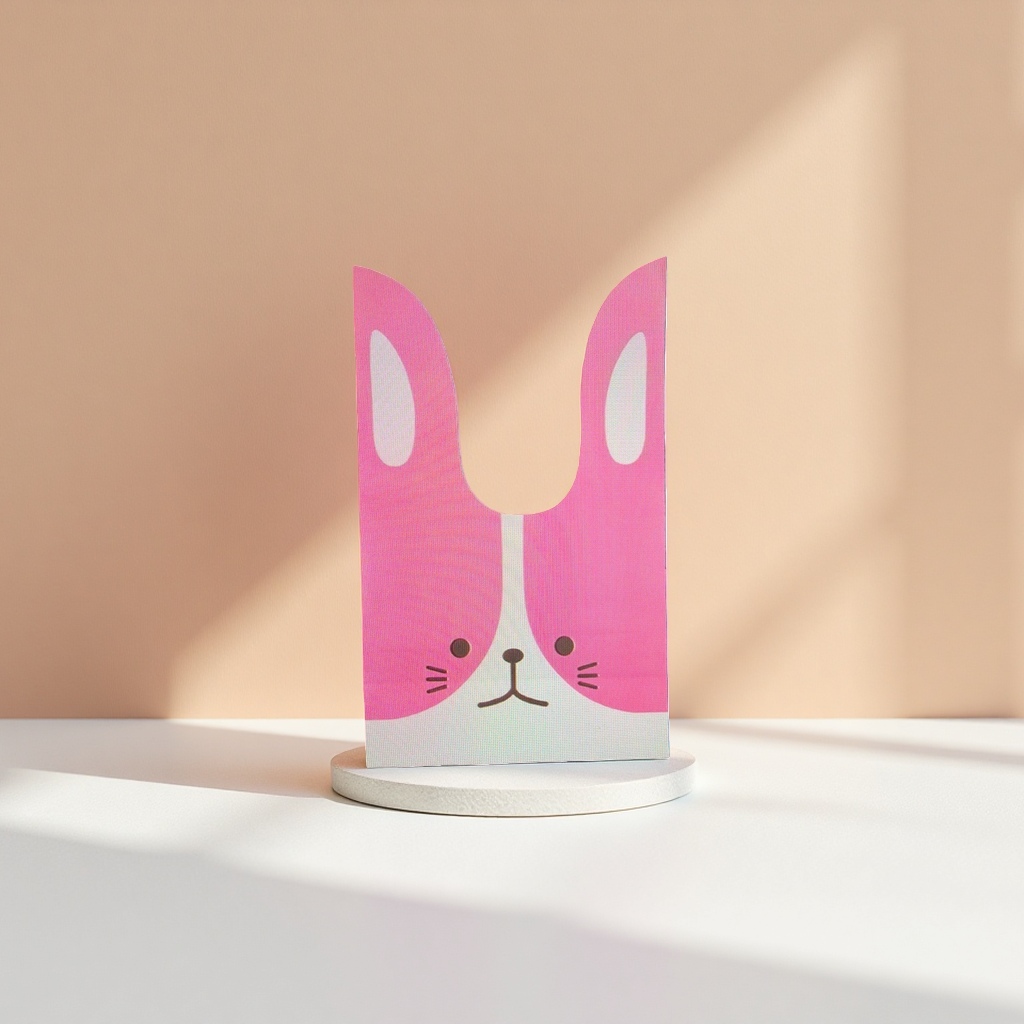 Pink rabbit pattern paper bag, cute cartoon hand-held gift packaging bag