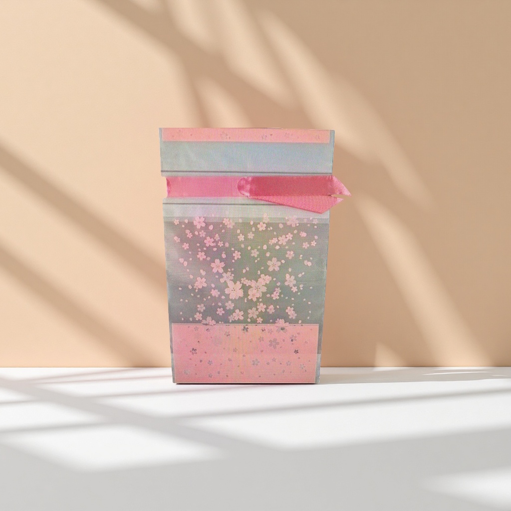 The cherry blossom-patterned packaging bag is a fashionable, simple and eco-friendly shopping bag that can be reused Application Scenario