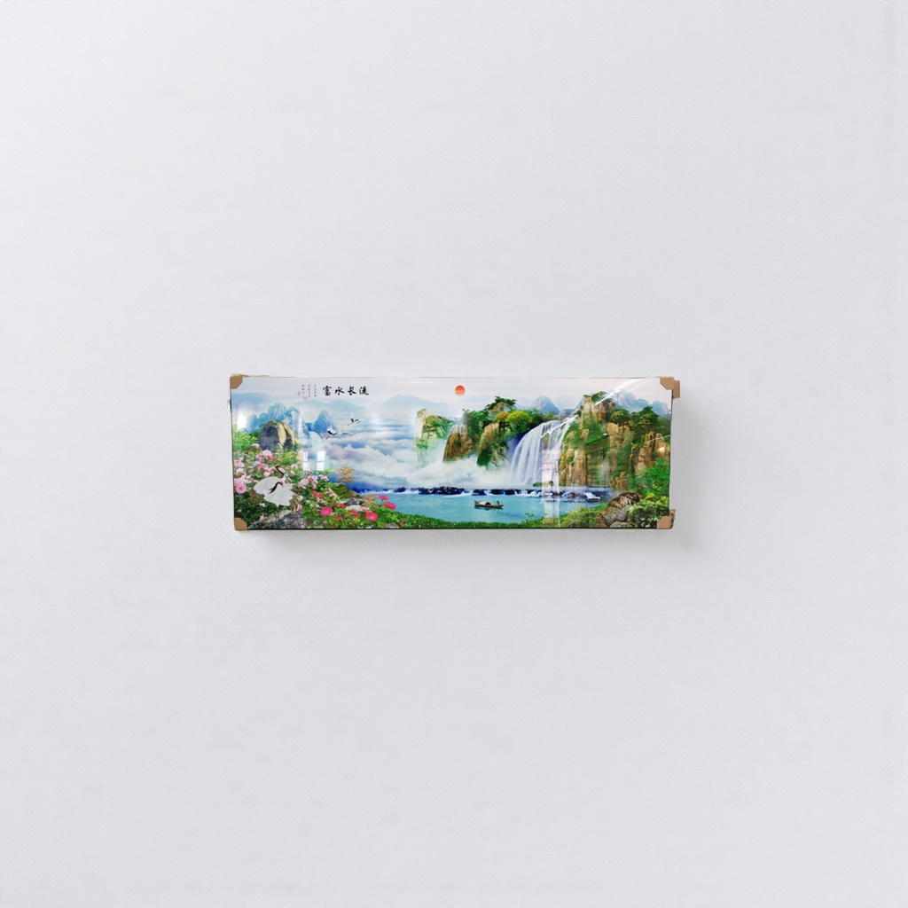Long scroll murals of landscape paintings for living room decoration, hand-painted Chinese-style retro wall stickers as background Specification image