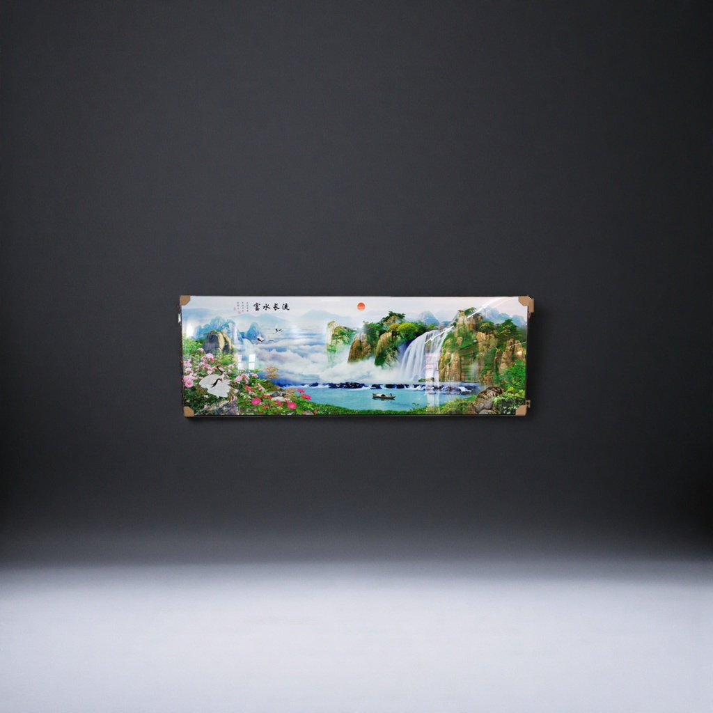 Long scroll murals of landscape paintings for living room decoration, hand-painted Chinese-style retro wall stickers as background details Picture