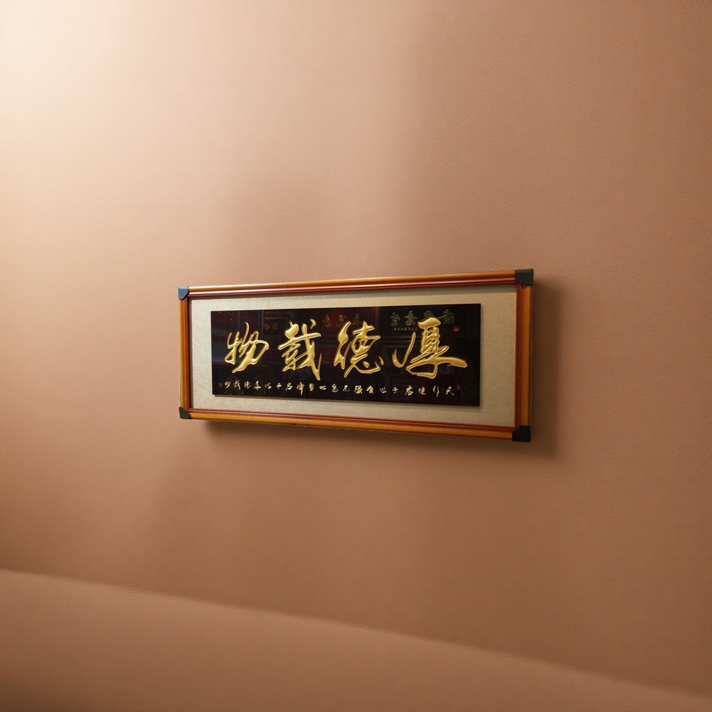 Calligraphy work plaques, home decoration, living room, study, hanging paintings, wooden metal, Chinese style Application Scenario