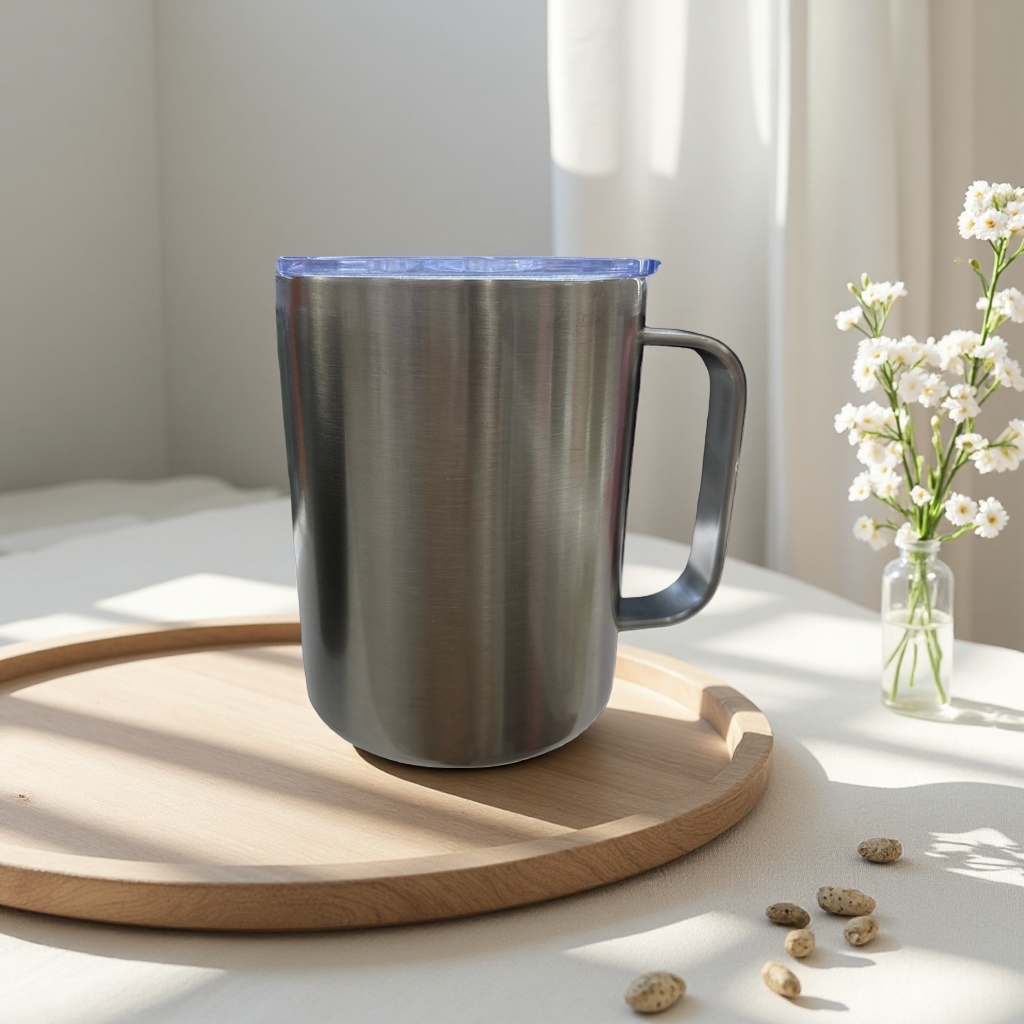 Transparent lid cup, portable water cup with lid, simple glass cup for office and home use Application Scenario