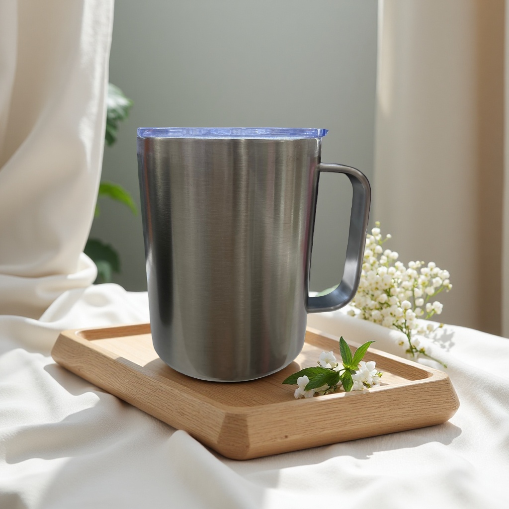 Transparent lid cup, portable water cup with lid, simple glass cup for office and home use Specification image