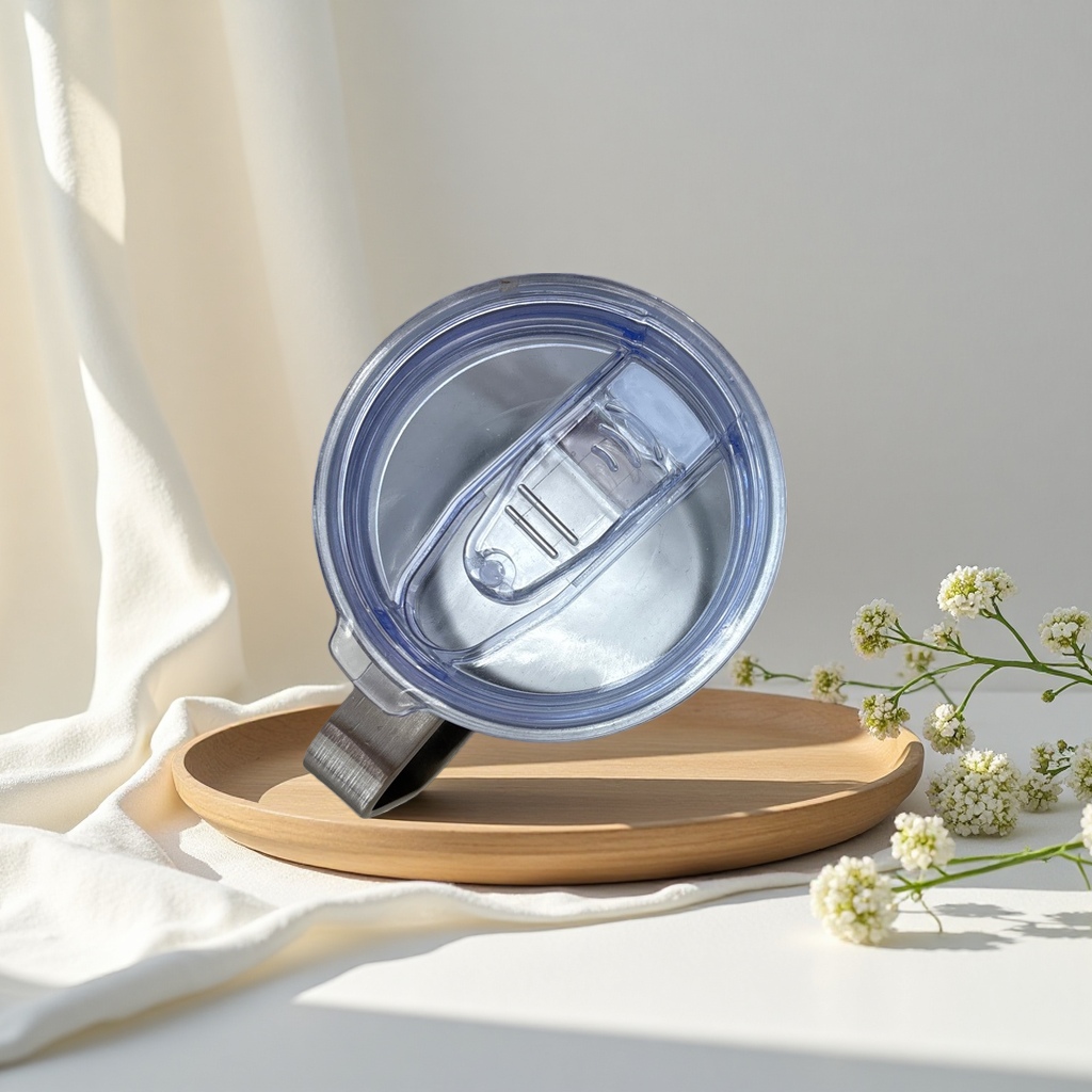 Transparent lid cup, portable water cup with lid, simple glass cup for office and home use details Picture