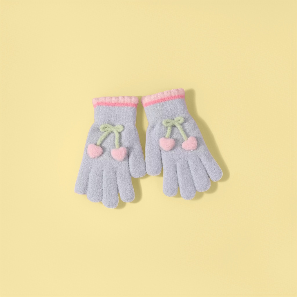 Thickened plush gloves for warm women's autumn and winter knitted gloves