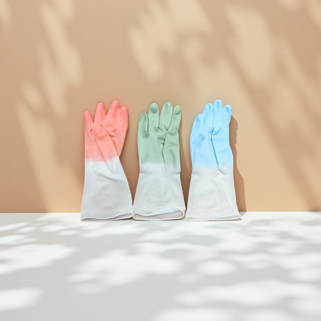 The main body of the colored rubber gloves is anti-slip, wear-resistant and suitable for both men and women for household cleaning and protection