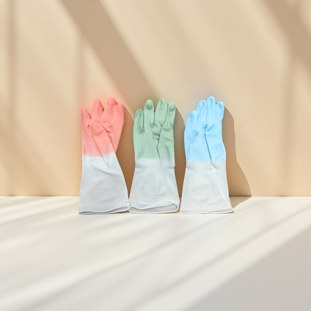 The main body of the colored rubber gloves is anti-slip, wear-resistant and suitable for both men and women for household cleaning and protection Specification image