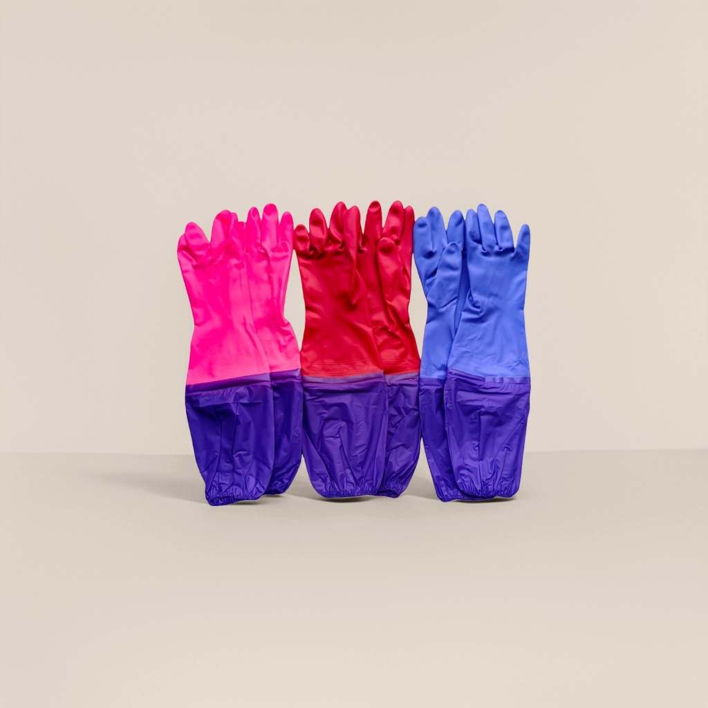 Colored rubber gloves, anti-slip and wear-resistant, thickened household kitchen cleaning and protective gloves