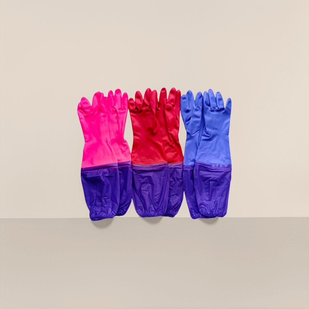 Colored rubber gloves, anti-slip and wear-resistant, thickened household kitchen cleaning and protective gloves Application Scenario