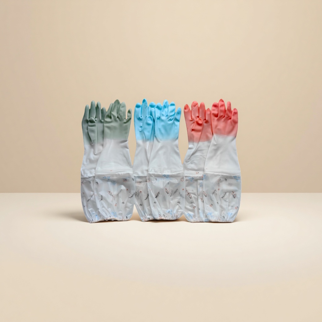 Colored rubber gloves are thickened, anti-slip and wear-resistant, suitable for both men and women, for work and household cleaning and protection details Picture